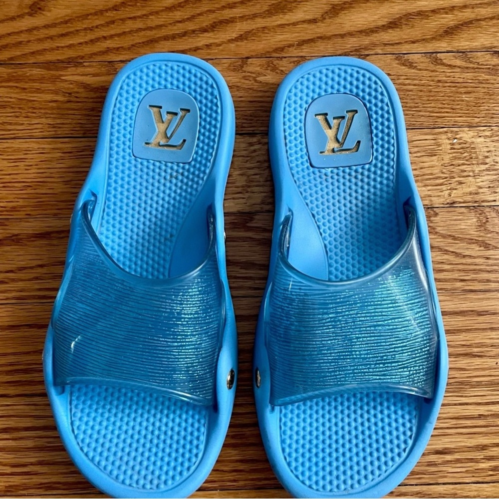 Louis Vuitton Vintage Vibrant Blue Pool/Beach Slides